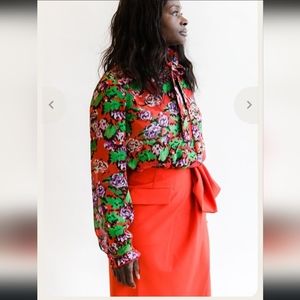 Saloni Emile Silk Georgette Blouse in Cherry 8